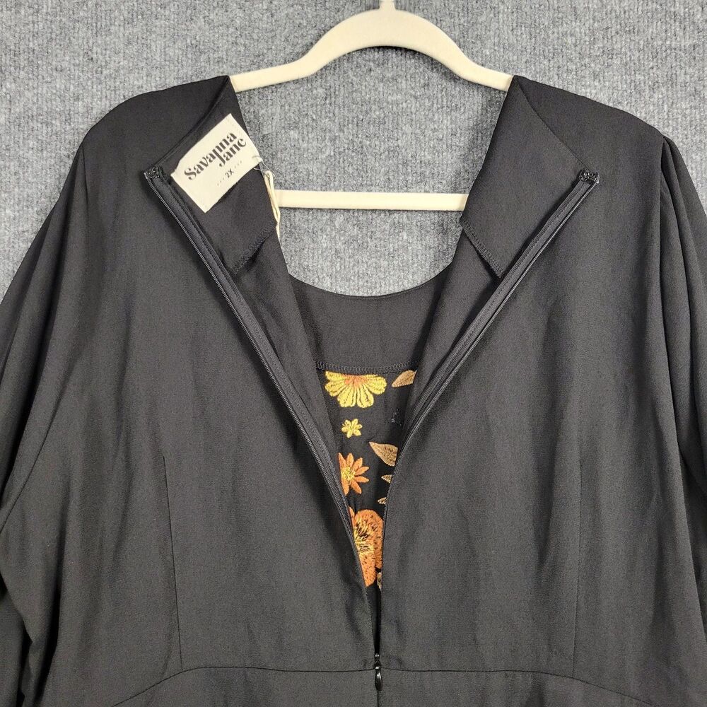 NWT SAVANNA JANE Black Orange Fall Floral Embroidery Cut Out Peasant Top SIZE 2X - Picture 7 of 13